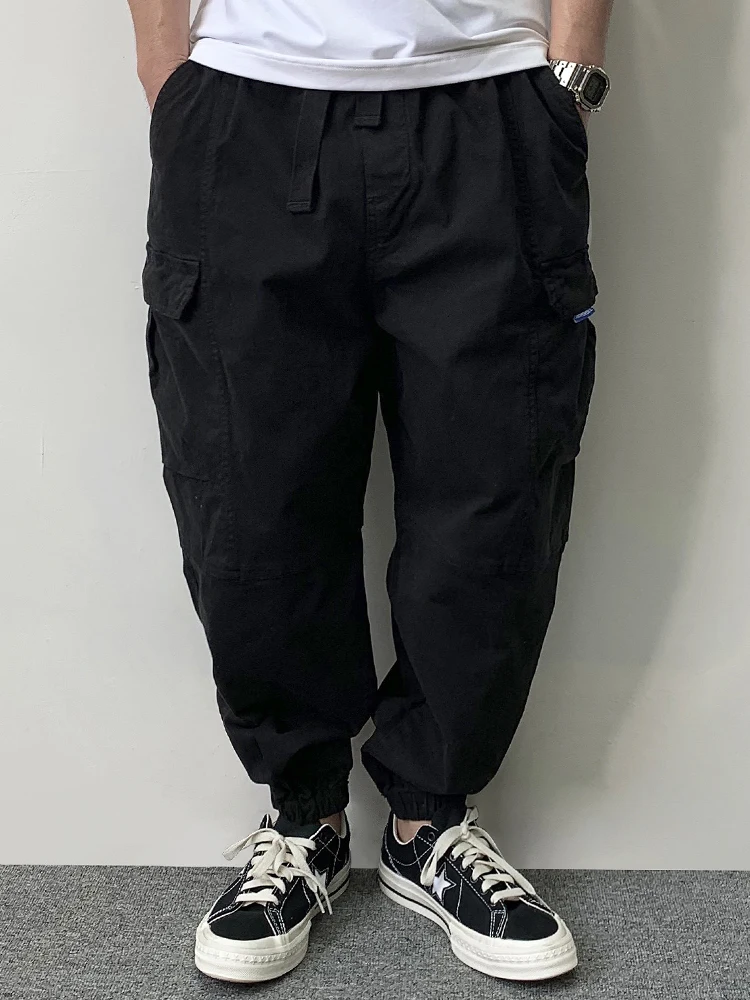 Pantalones Cargo de algodón de alta calidad para hombre, ropa informal japonesa, pantalones tácticos de talla grande, pantalones informales Harajuku para correr, pantalones de moda