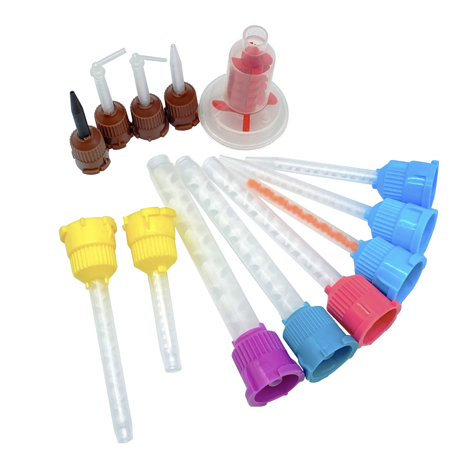 50 unidades/paquete Puntas de mezcla dentales de silicona con tubo de mezcla, relación 1:1, para materiales de impresión desechables en odontología