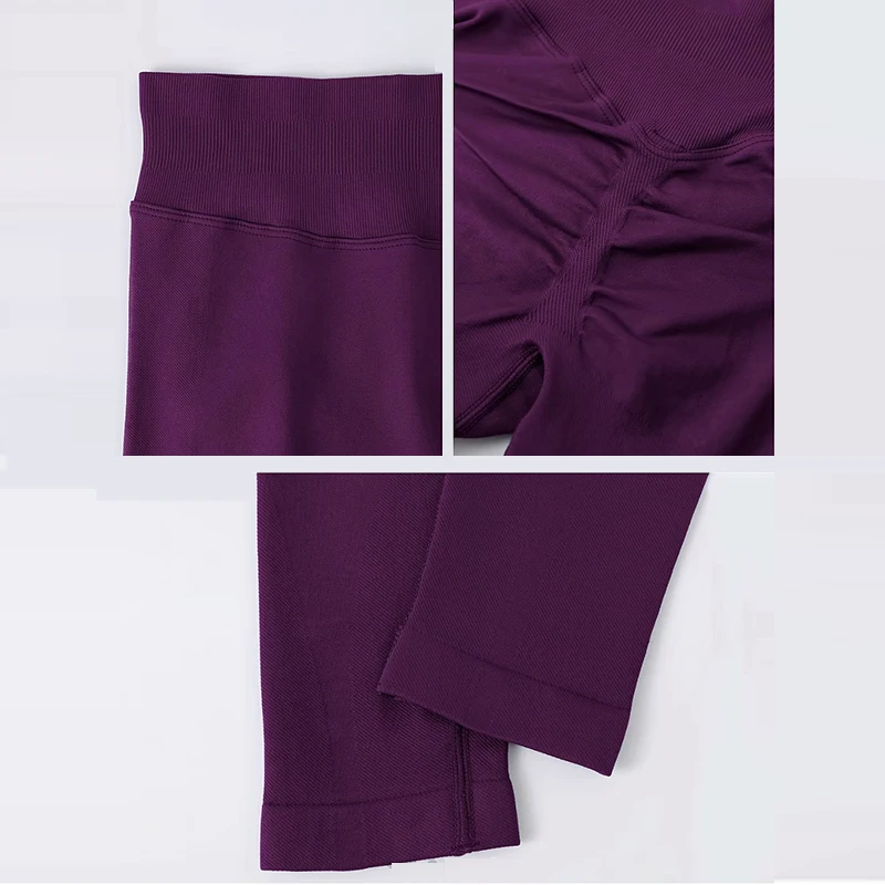 Pantalones deportivos de cintura alta sin costuras para mujer, color melocotón, levantamiento de cadera, deportes, entrenamiento de Yoga, ropa de ejercicio Abdominal ajustada
