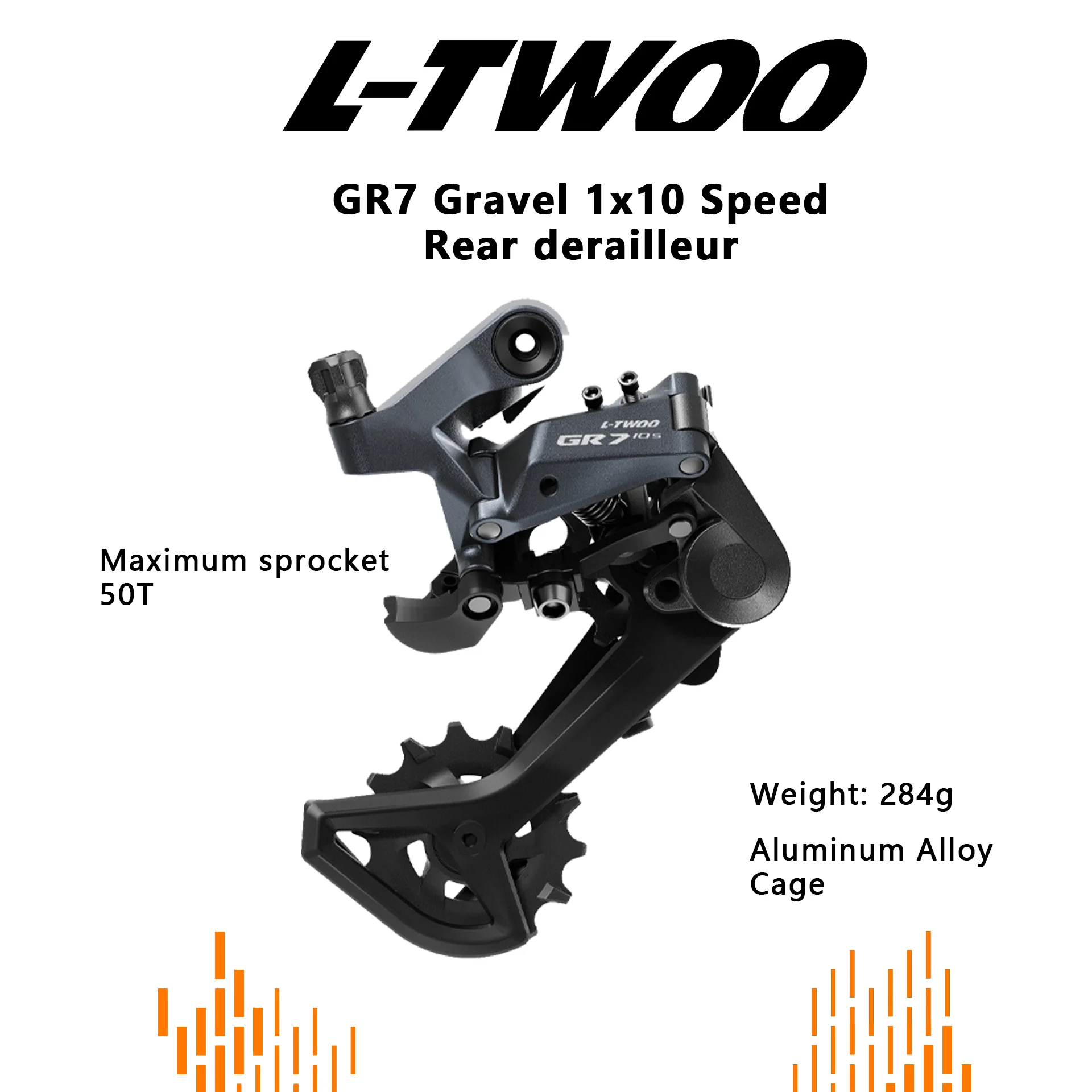 Grupo de Transmisión LTWOO GR7 1x10 Velocidades para Bicicleta de Gravel, Freno Mecánico por Cable, Palanca de Cambios Izquierda y Derecha, Desviador Trasero, Cassette ZRACE, Cadena