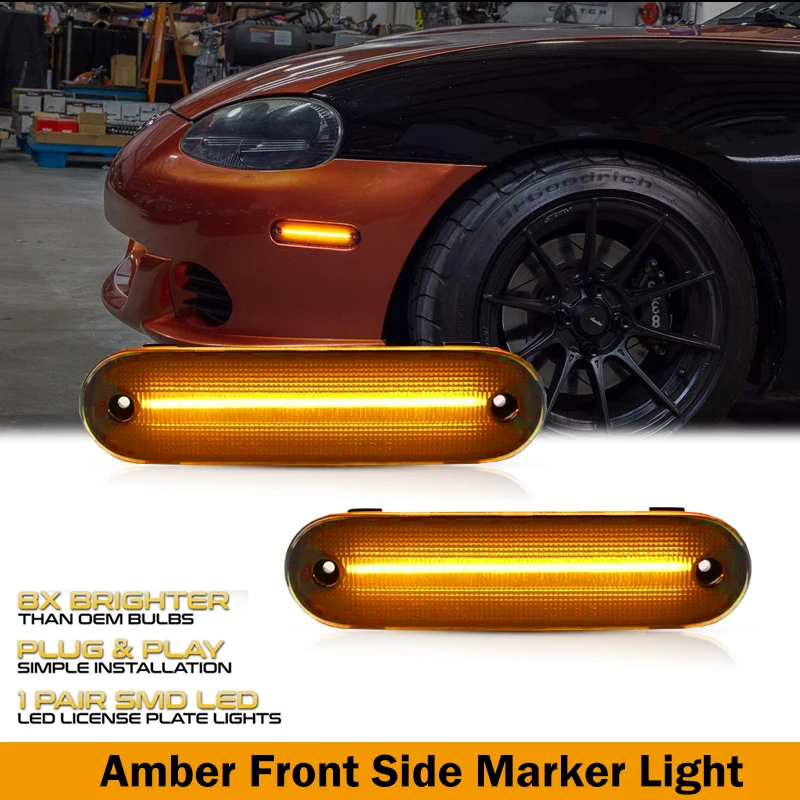 Luces LED ámbar/rojo/blanco para guardabarros delantero/trasero de coche, luces de señal de giro laterales para Mazda Miata 1990-1997 y Mazda MX-5 1999-2005