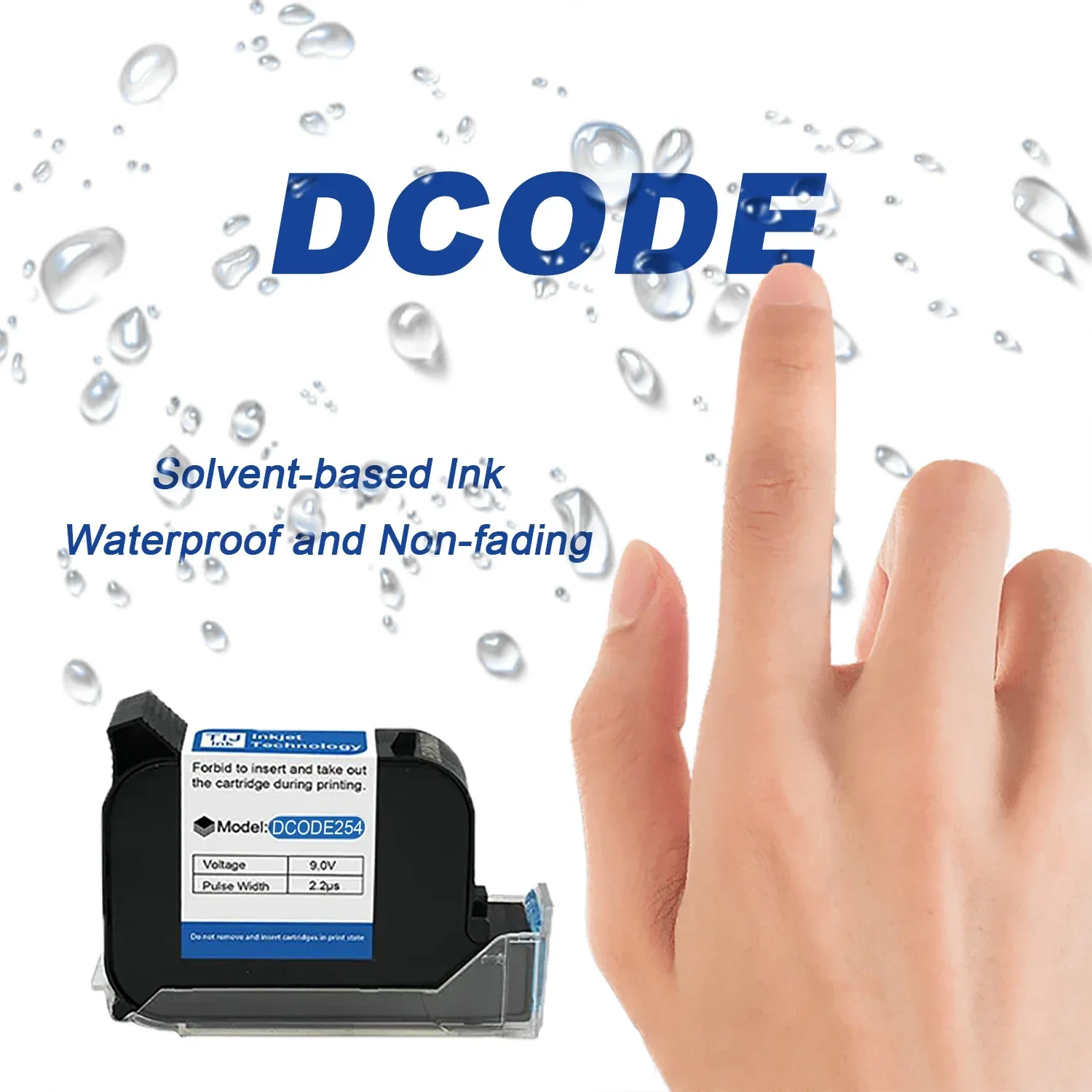 DCODE254 Original 25,4mm impresora de inyección de tinta térmica portátil cartucho de tinta solvente de secado rápido impresora de mano sin cifrado tinta negra