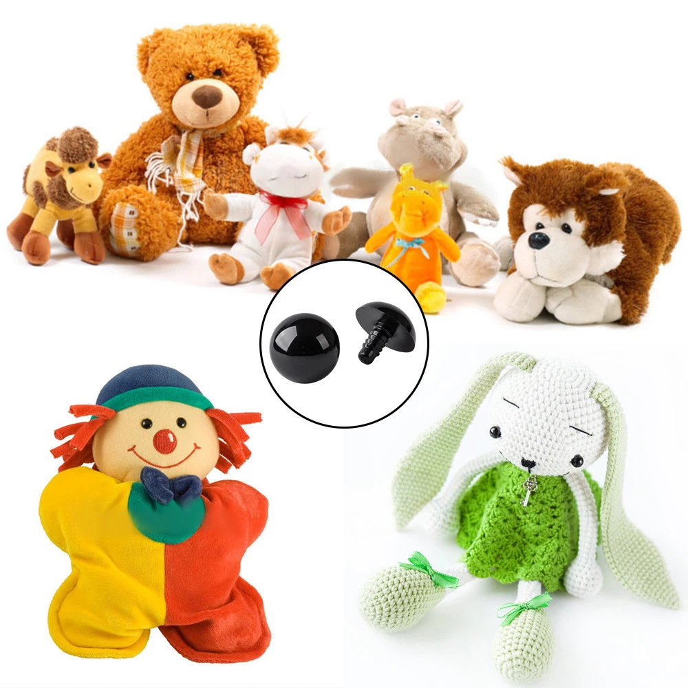 100 piezas de ojos de seguridad de plástico de 8/10/12/14 mm para juguetes, ojos de ganchillo de tamaño mixto para muñecas, accesorios para amigurumi.