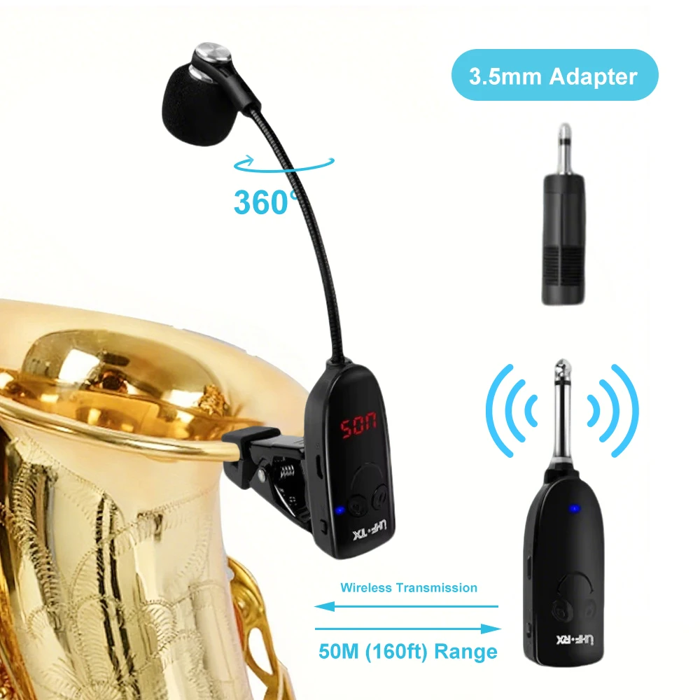 Instrumentos inalámbricos saxofón micrófono receptor inalámbrico amplificador grabación profesional rendimiento al aire libre performa