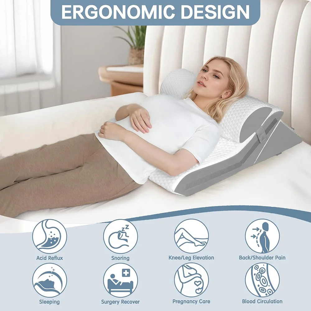 3 unids/set almohada de cuña para dormir almohada triangular plegable ajustable para roncar y después de la cirugía alivio del dolor de espalda reflujo ácido
