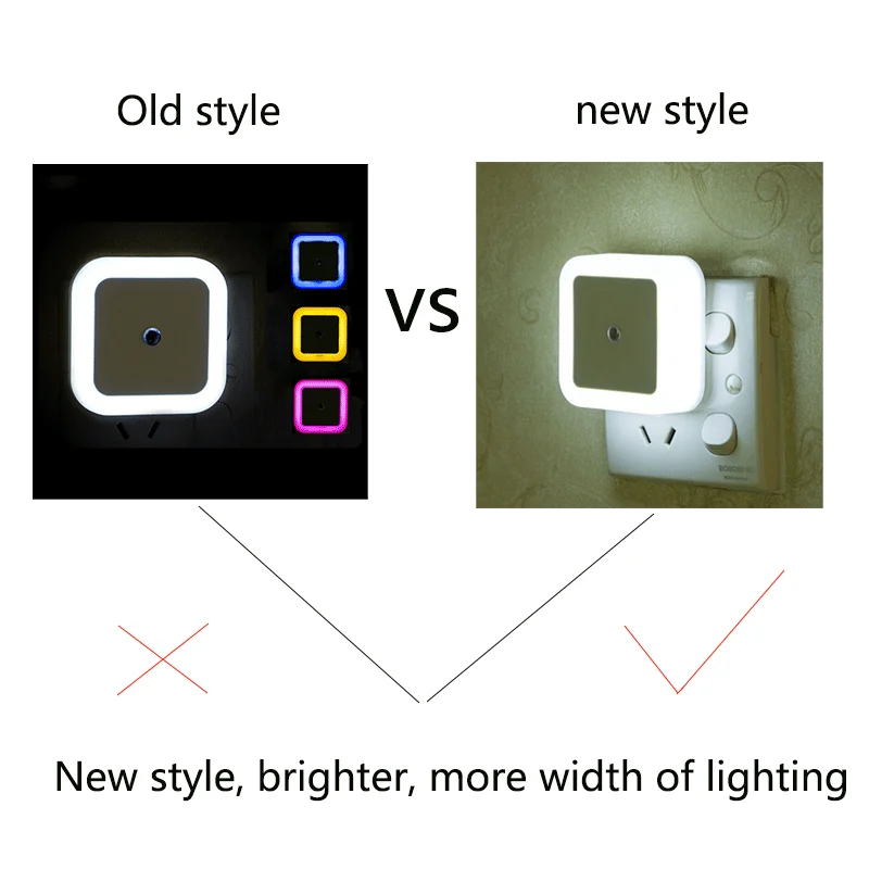 Mini luz LED nocturna UE/EE. UU./Reino Unido enchufe Sensor de luz forma cuadrada lámpara de noche para habitación de niños dormitorio cabecera pasillo 110V 240V