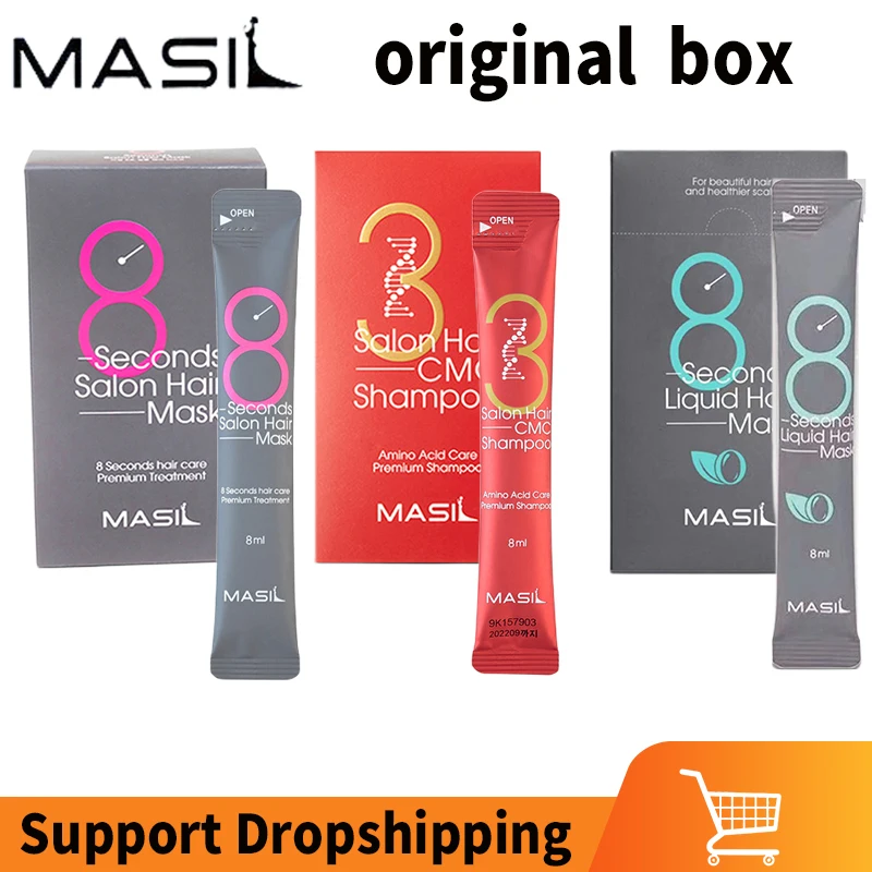 Mascarilla Capilar Masil, Tamaño de Viaje, 8 Segundos, Esencia Líquida para el Cuidado del Cabello, Acondicionador Anti-Caída, Reparador de Cabello Dañado, Champú