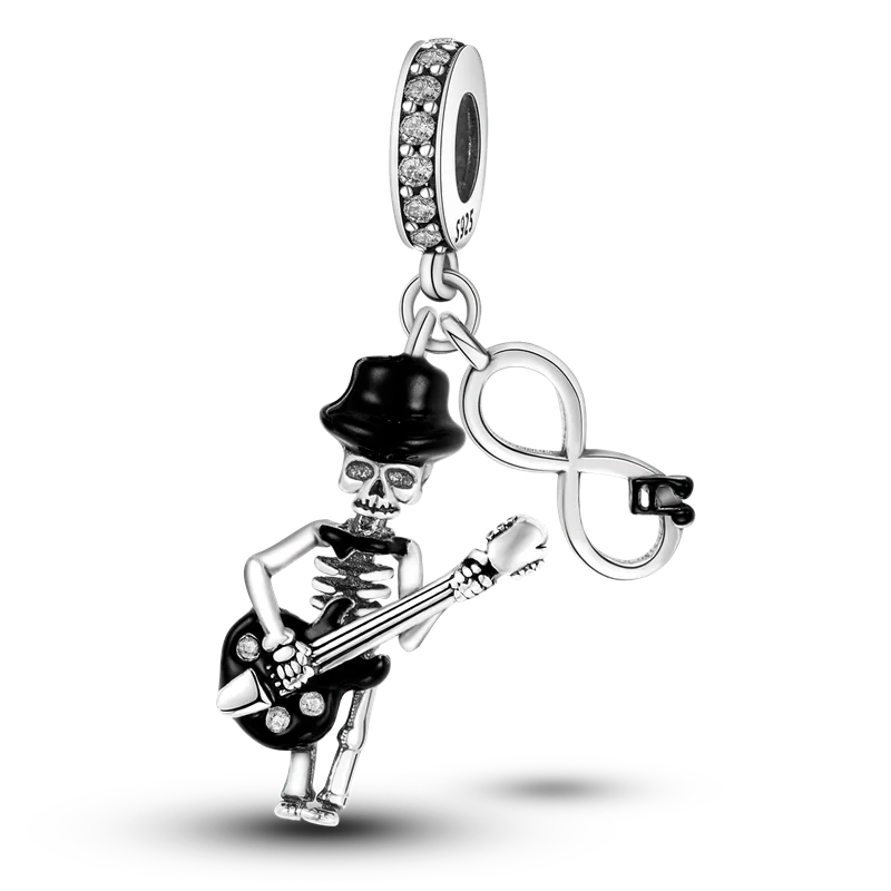 Abalorio Colgante de Plata de Ley 925 con Calavera de Halloween y Cabeza de Calabaza con Circones Brillantes, para Pulsera, Regalo de Joyería DIY para Mujer, 2026