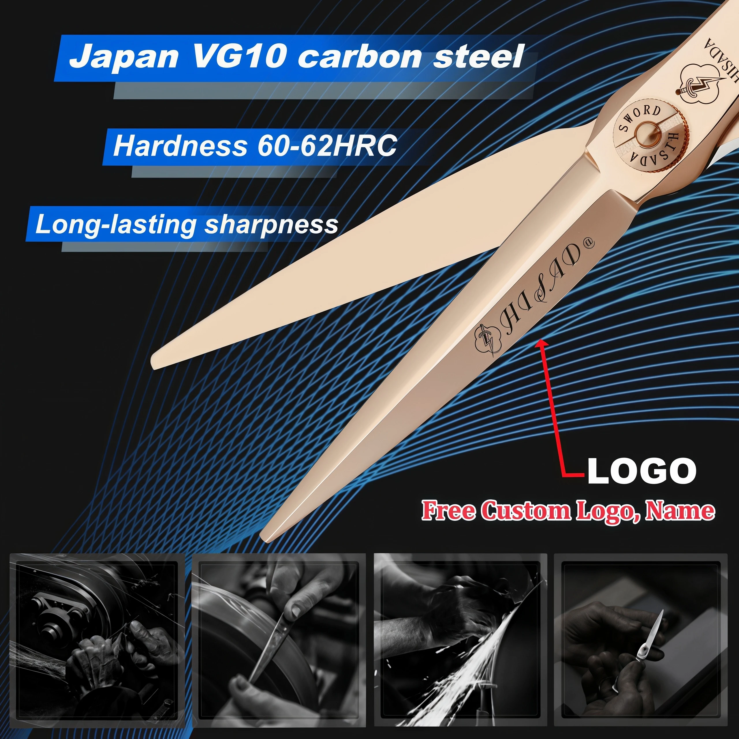 Tijeras de Peluquería Profesionales HISADA de 6.0/6.5/7.0 Pulgadas, Tecnología CNC, Material VG10, Tijeras de Peluquería, Equipo de Barbería