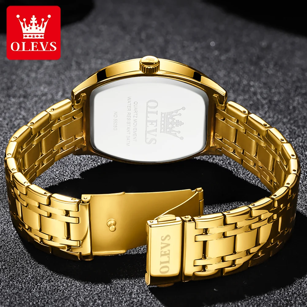 Relojes OLEVS para hombre, reloj de cuarzo Original Tonneau de lujo de la mejor marca para hombre, reloj de pulsera luminoso resistente al agua con fecha semanal para hombre