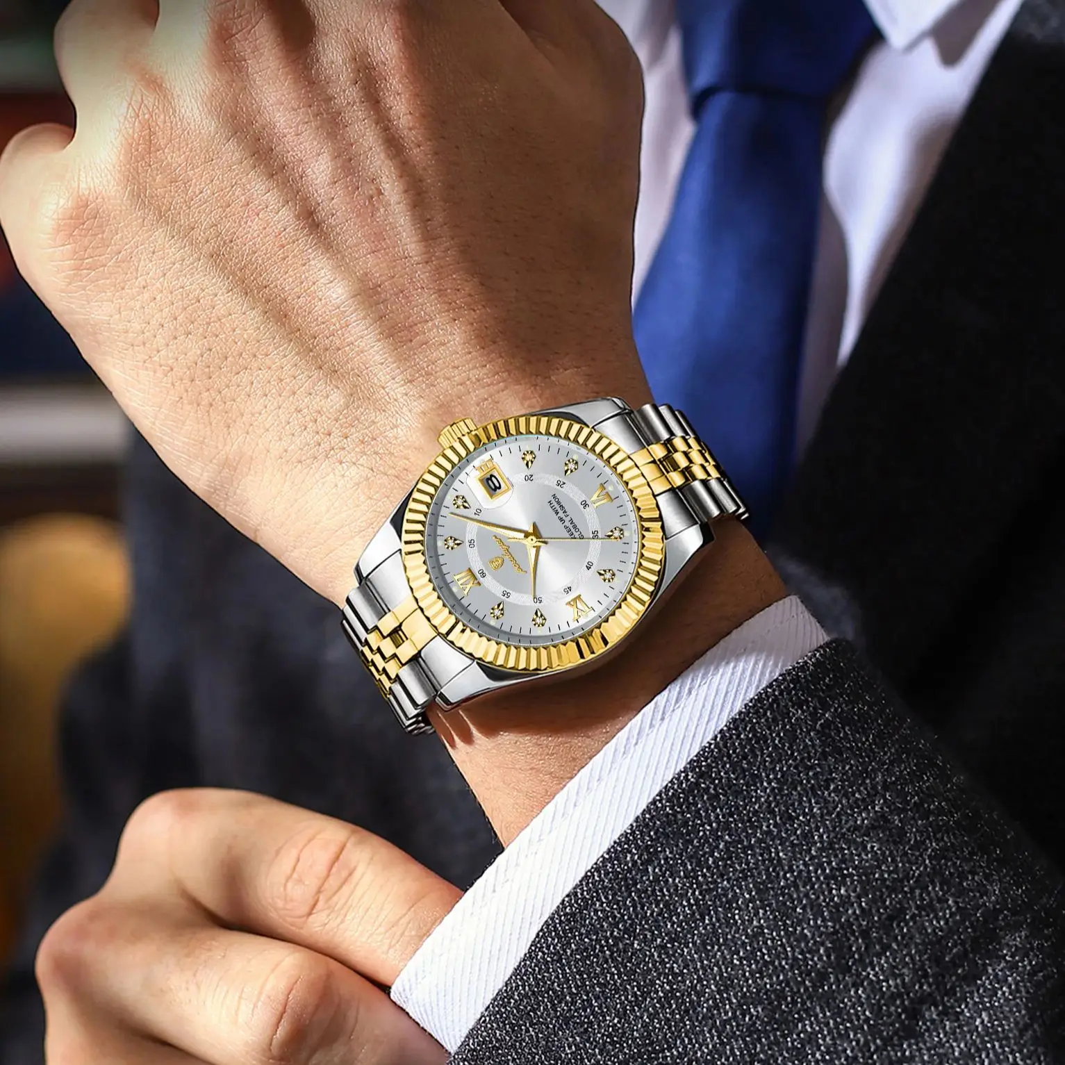 POEDAGAR, reloj de pulsera de lujo para hombres de negocios, resistente al agua, fecha luminosa, reloj militar para hombre, relojes de cuarzo de moda de acero inoxidable para hombres