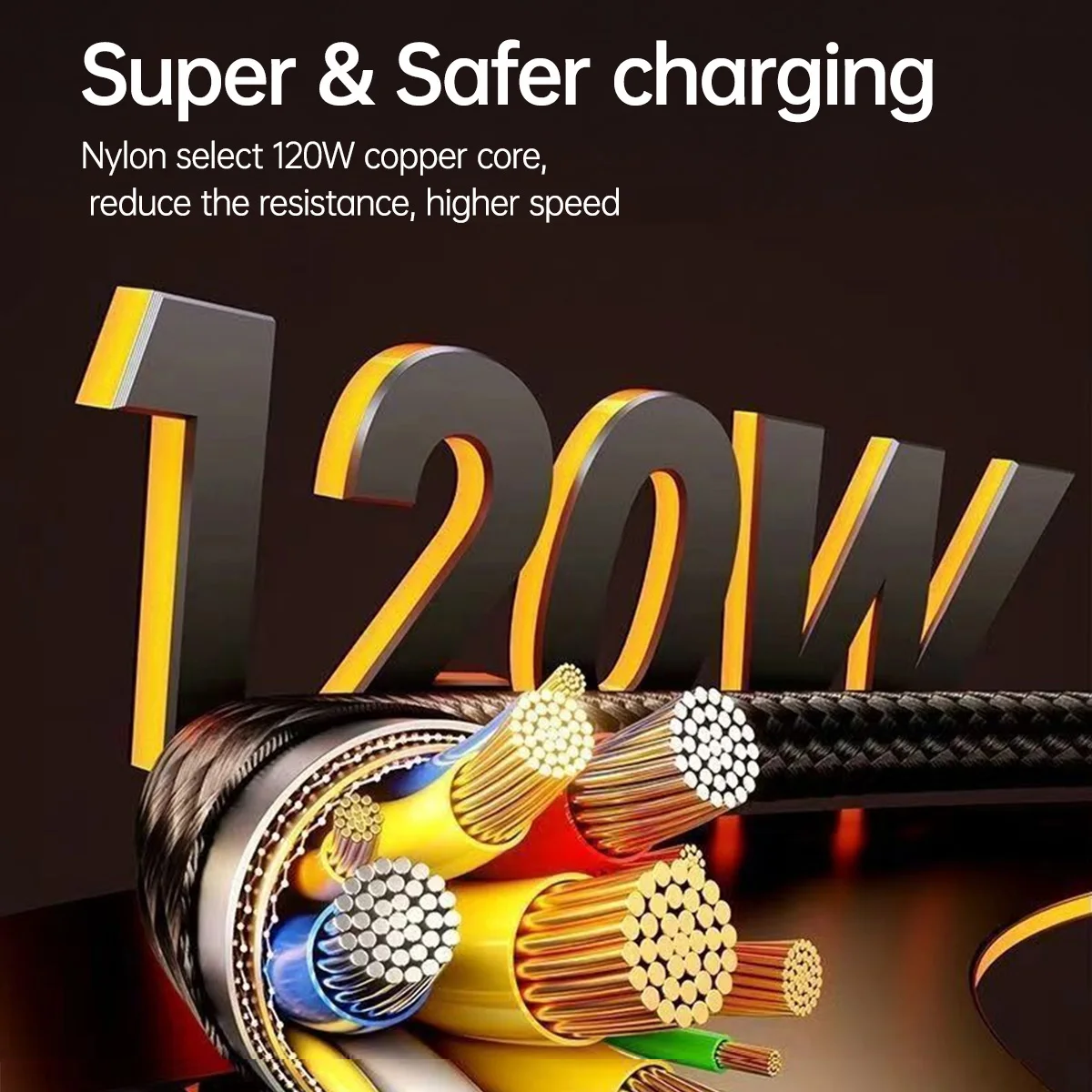 NNBILI 120W tipo C Cable de carga rápida 6A USB A a tipo C Cable de datos de nailon para Huawei Xiaomi Samsung con pantalla Led Cable USB C