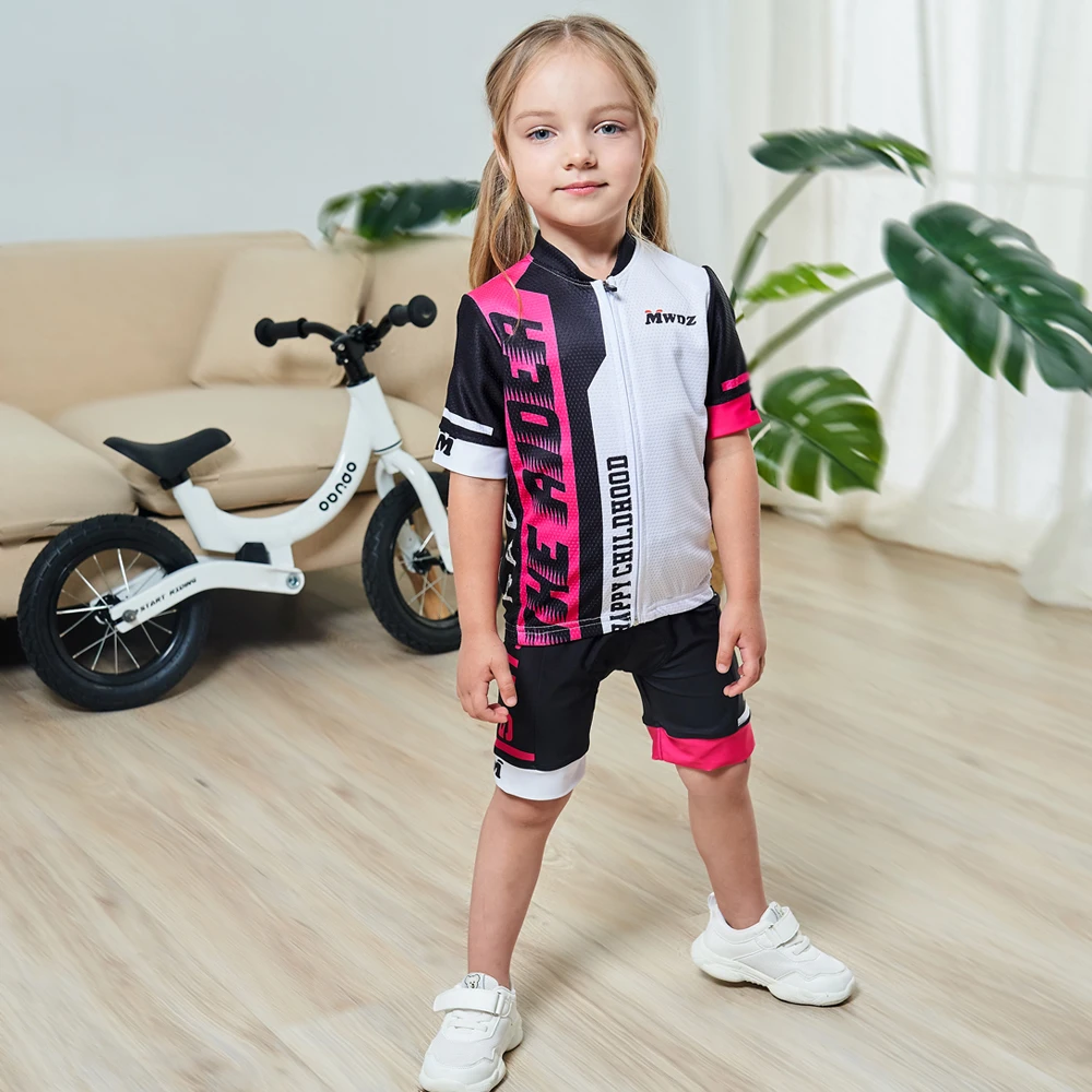 Conjunto de Jersey de ciclismo para niñas, ropa deportiva con estampado de dibujos animados, ropa deportiva de manga corta para ciclismo, verano 2022