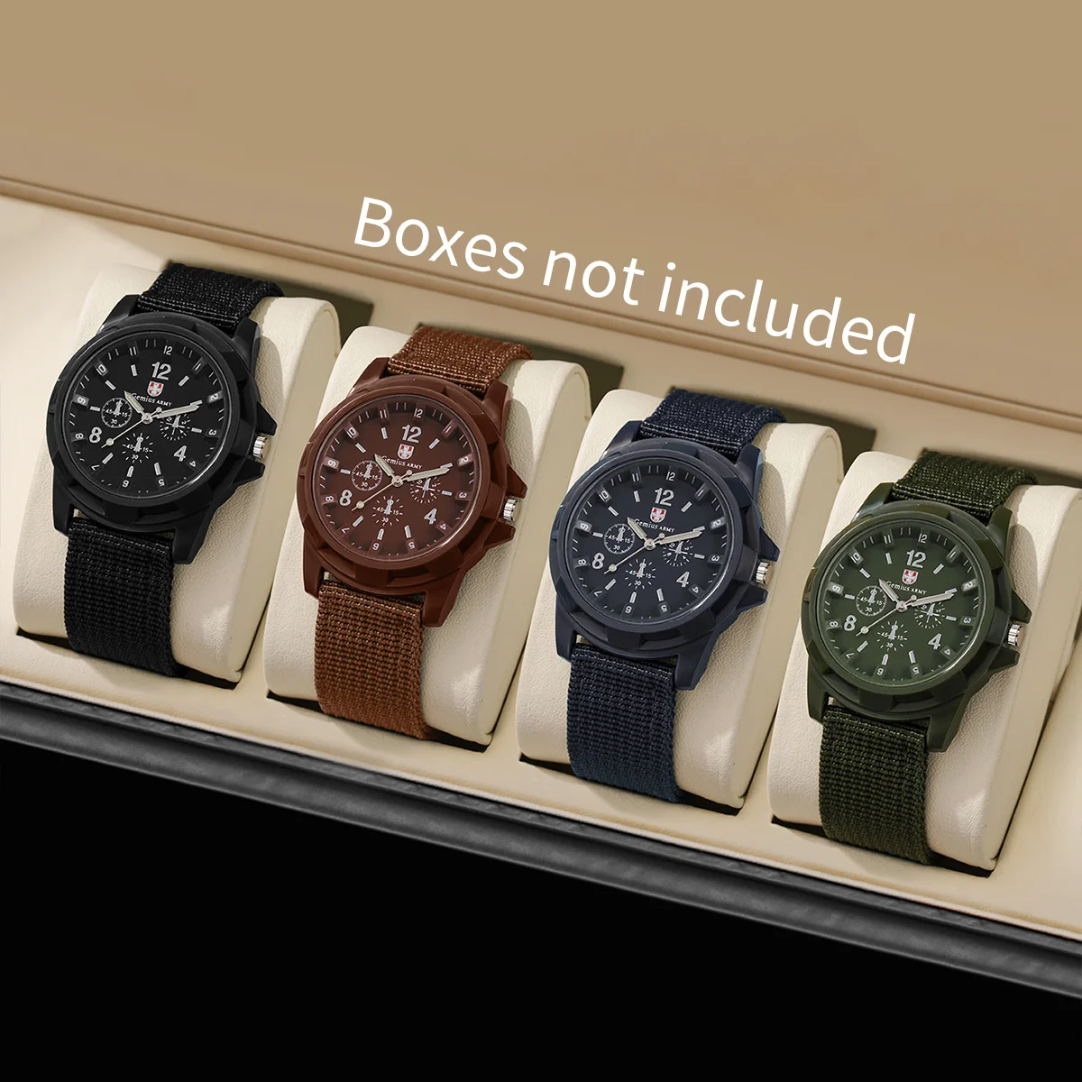 Conjunto de relojes militares para hombre, reloj deportivo informal de cuarzo con banda de nailon, reloj Masculino (sin caja), 4 Uds.