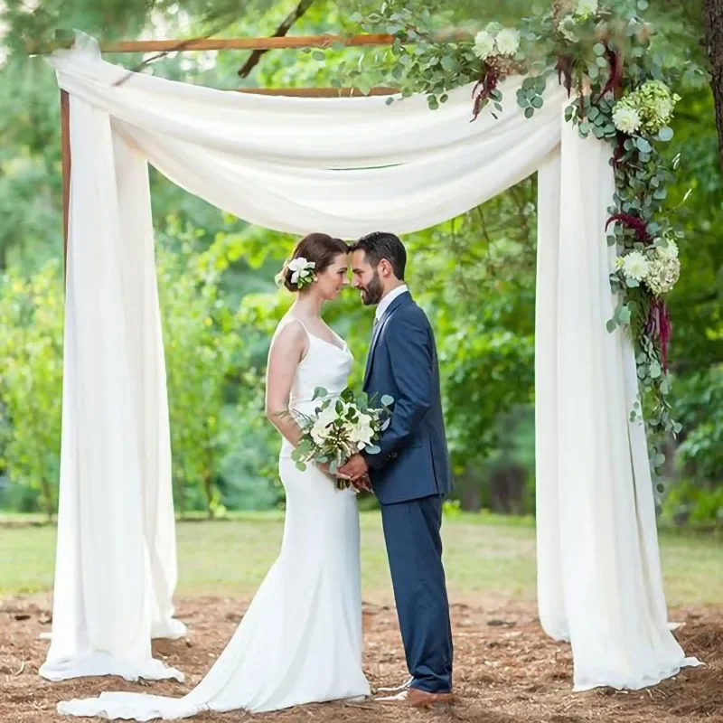 Arco de boda verde salvia, cortinas transparentes drapeadas, telón de fondo para fiesta, ceremonia de boda, techo, decoración de recepción y escenario, 2 uds.