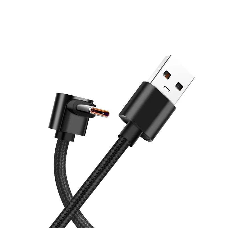 0,25 m/0,5 m/1m/2m codo de 90 grados Nylon trenzado 5A codo de carga rápida USB a Cable tipo C para iPhone Samsung Huawei Xiaomi