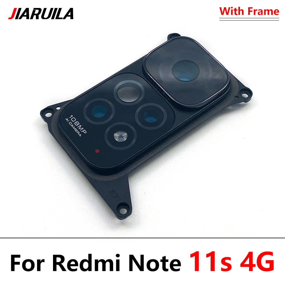 Nuevo marco de cubierta circular de lente de cristal de cámara trasera para Xiaomi Redmi Note 11S 11 Global 4G con adhesivo