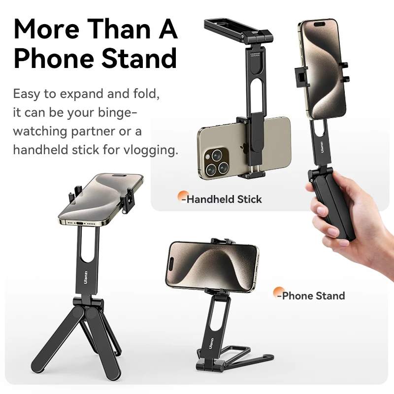 Ulanzi MA26 Mini trípode plegable de bolsillo para teléfono Vertical Horizontal expansión de disparo vídeo luz micrófono fotografía Vlog