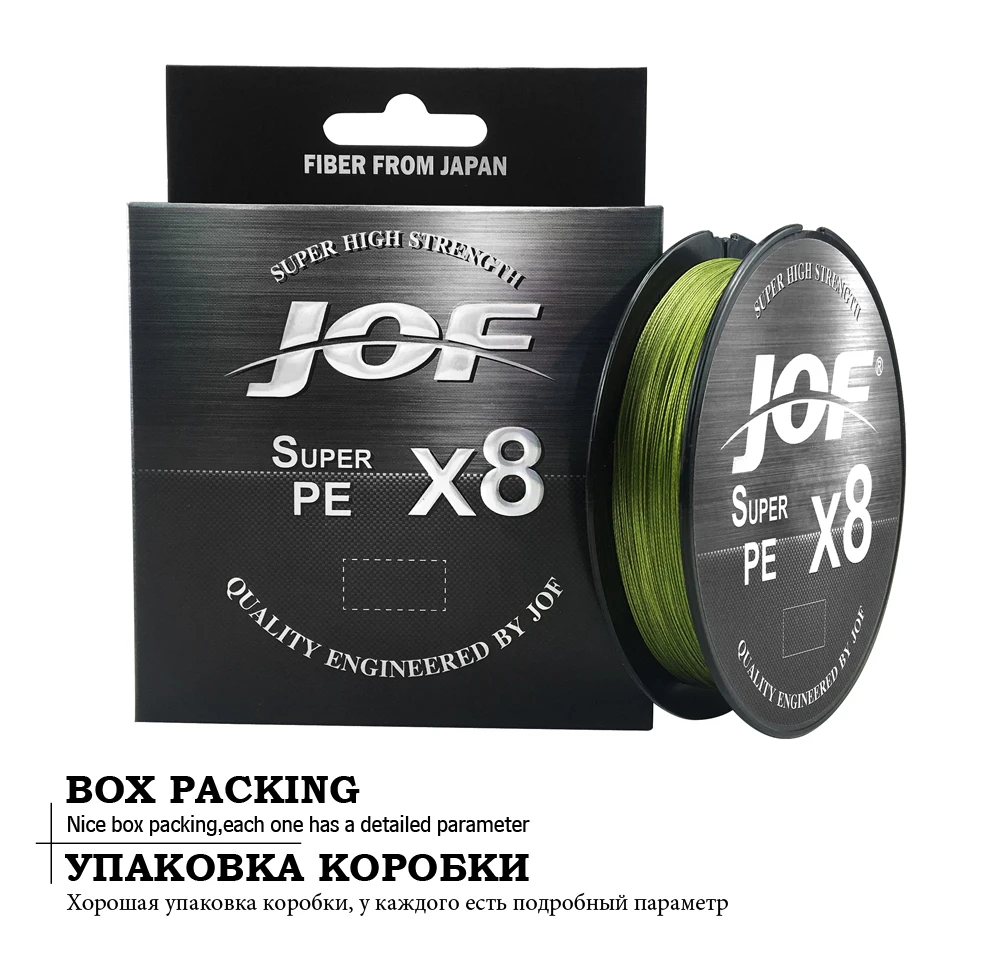 Línea de Pesca Trenzada JOF de 100M-500M, 8 Hilos, para Pesca en Mar, Hielo, Río y Roca, Equipo de Pesca 20-100LB X8