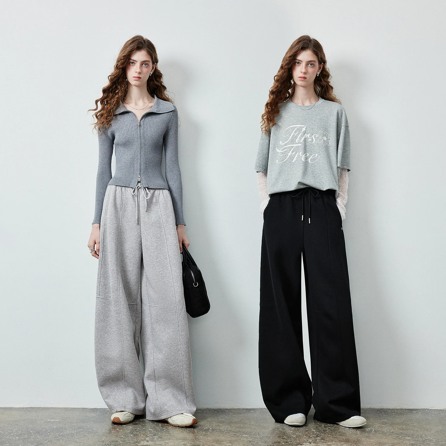 Pantalones Deportivos de Cintura Alta y Pierna Curva para Mujer TOYOUTH, Nueva Colección Otoño 2026, Cintura Elástica con Detalle de Costura, Corte Holgado y Estilizador