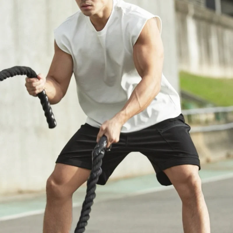 Camiseta de algodón Sprort, camisetas ajustadas de culturismo, camisetas sin mangas, camiseta de entrenamiento para gimnasio, ropa deportiva para hombre, camiseta holgada de verano para hombre