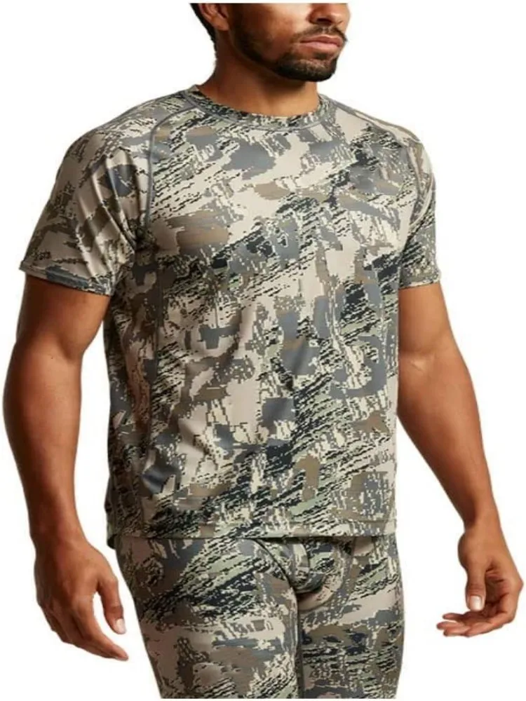 Semmer-Camiseta de manga corta para hombre, tripulación ligera, secado rápido, estampado de camuflaje, ropa de caza, Verano