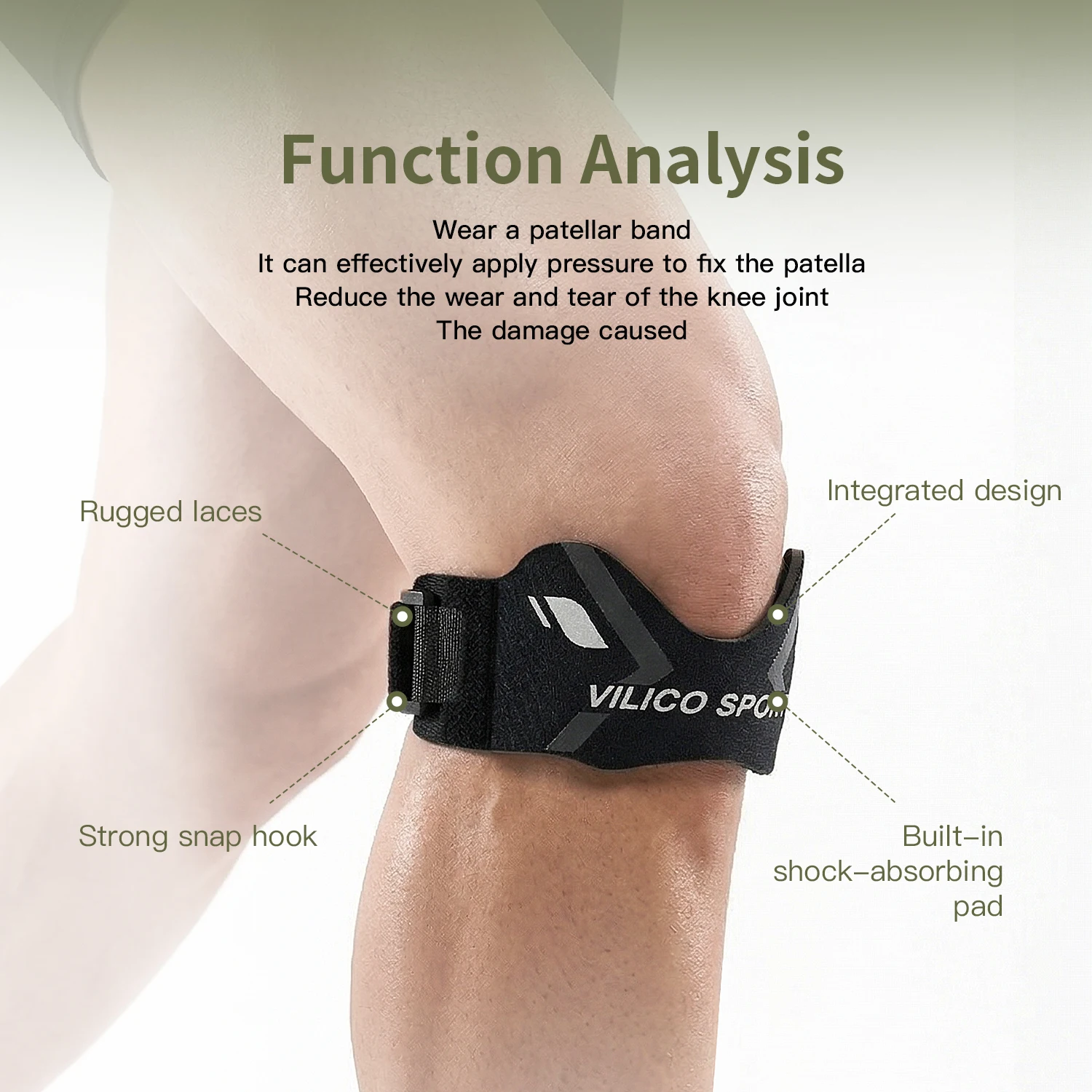 VILICO Correa de Soporte Ajustable para Tendón Rotuliano, Banda Estabilizadora de Rodilla para Deportes, Correr, Baloncesto, Gimnasio, Senderismo