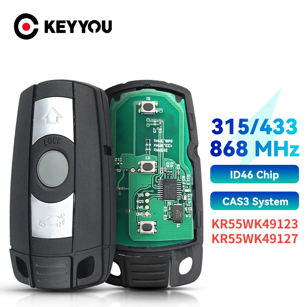 KEYYOU para BMW llave remota de coche 315Mhz /433/ 868MHz para BMW serie 1/3/5/7 CAS3 X5 X6 Z4 Control sin llave de coche ID46 PCF7953 Chip