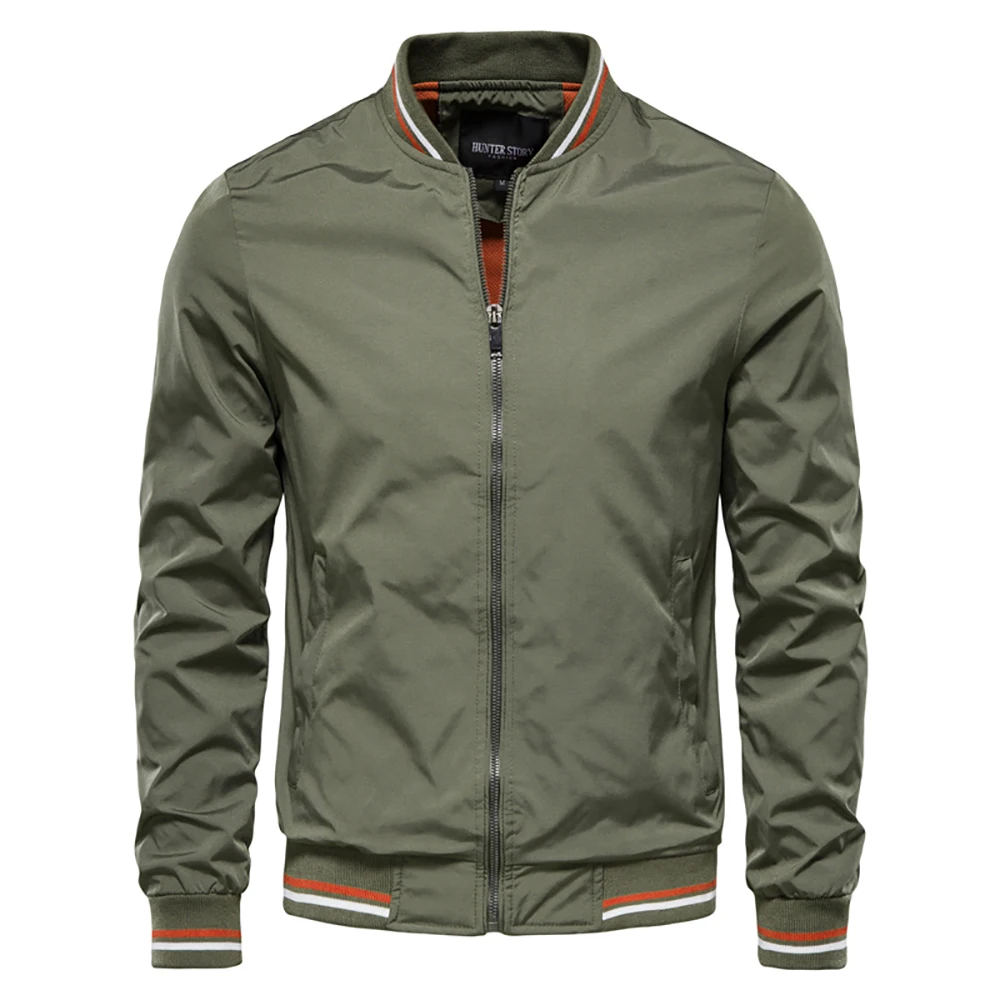 AIOPESON chaqueta Bomber de Color sólido para hombre, chaquetas de béisbol ajustadas informales para hombre, nuevas chaquetas de moda de otoño de alta calidad para hombre