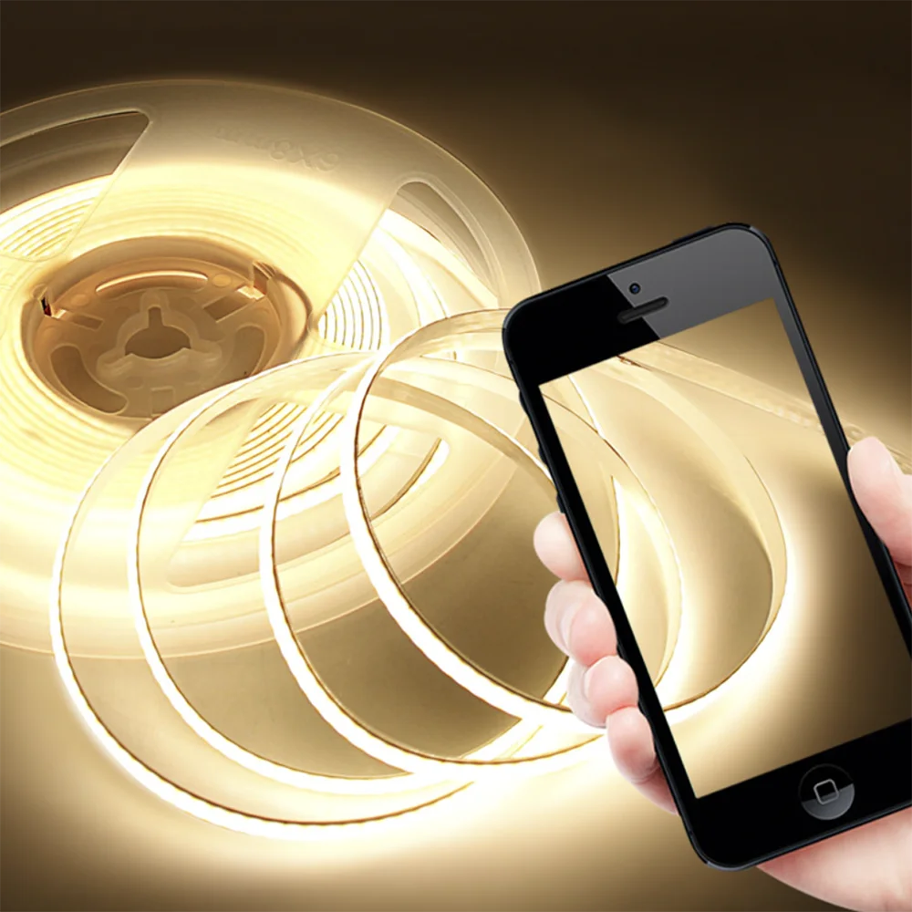 Tira de luz COB de 5V y 5mm, cinta regulable, 320 Leds/m, barra de luz Flexible para iluminación decorativa, 3000K, 4000K, 5700K