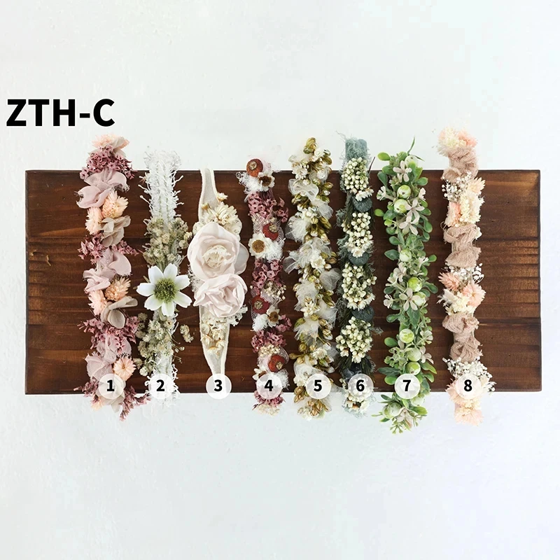 Diadema para fotografía de niña, sesión de fotos de recién nacido, tocado de flores artificiales ajustable, decoración para estudio, accesorios para fotos de bebé de luna llena