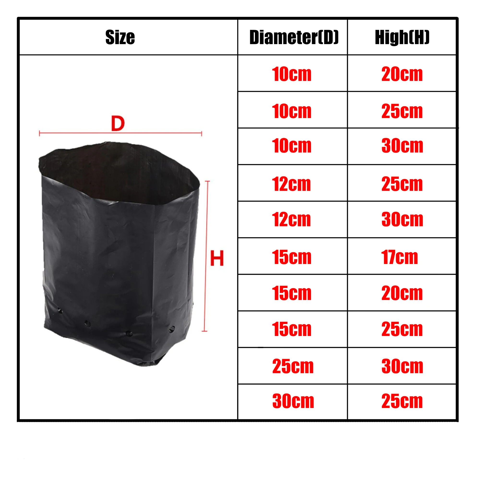 Bolsa de plántulas de Pe para plantas engrosadas de 20 piezas, bolsa de plántulas para jardín verde con agujeros de ventilación, bolsa para plantar bonsái de plantas de árboles frutales