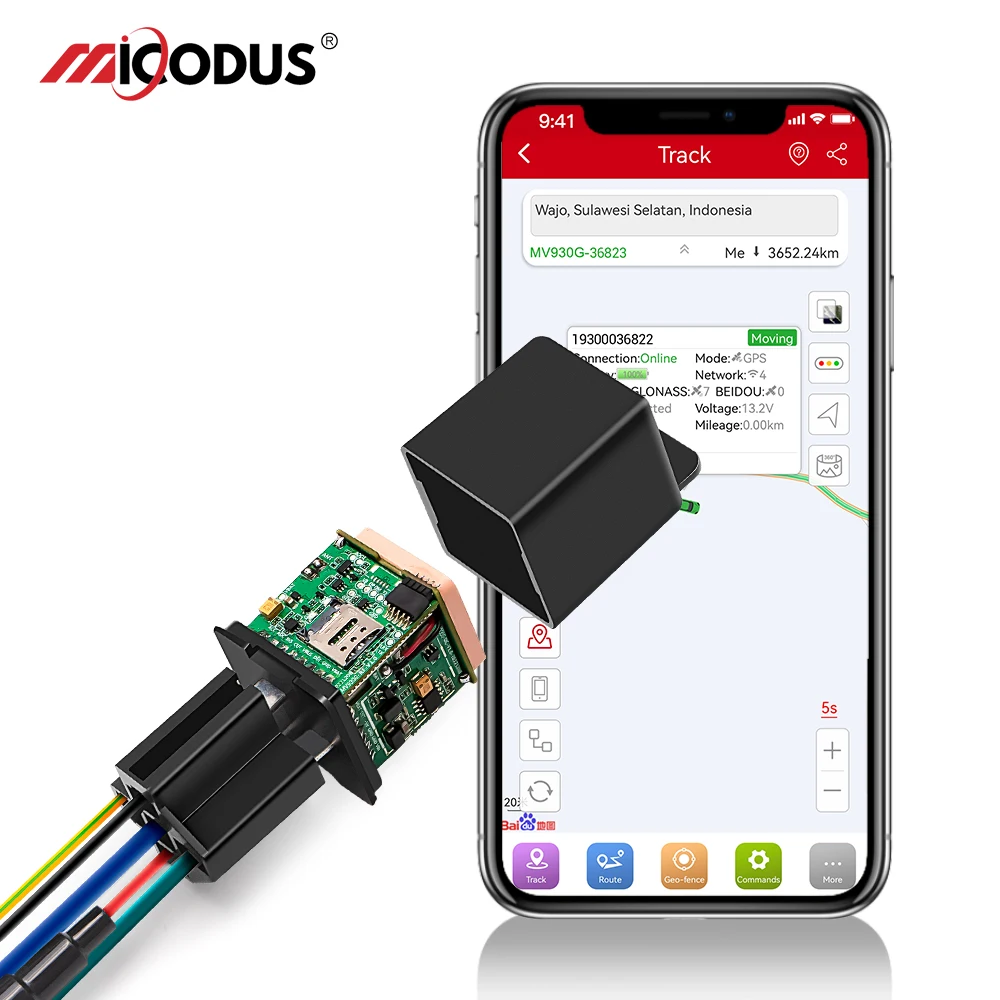 Para Francia MiCODUS 4G MV930G GPS para coche Rastreador 9-95V corte relé de combustible GPS Tracker motocicleta vibración ACC alertas de encendido/apagado