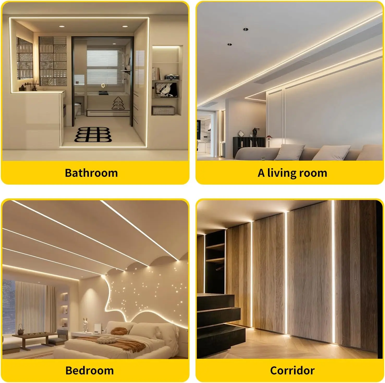 Tira de LED COB de 220V de Alta Luminosidad, Cinta Flexible para Iluminación de Habitaciones, Dormitorios y Cocinas