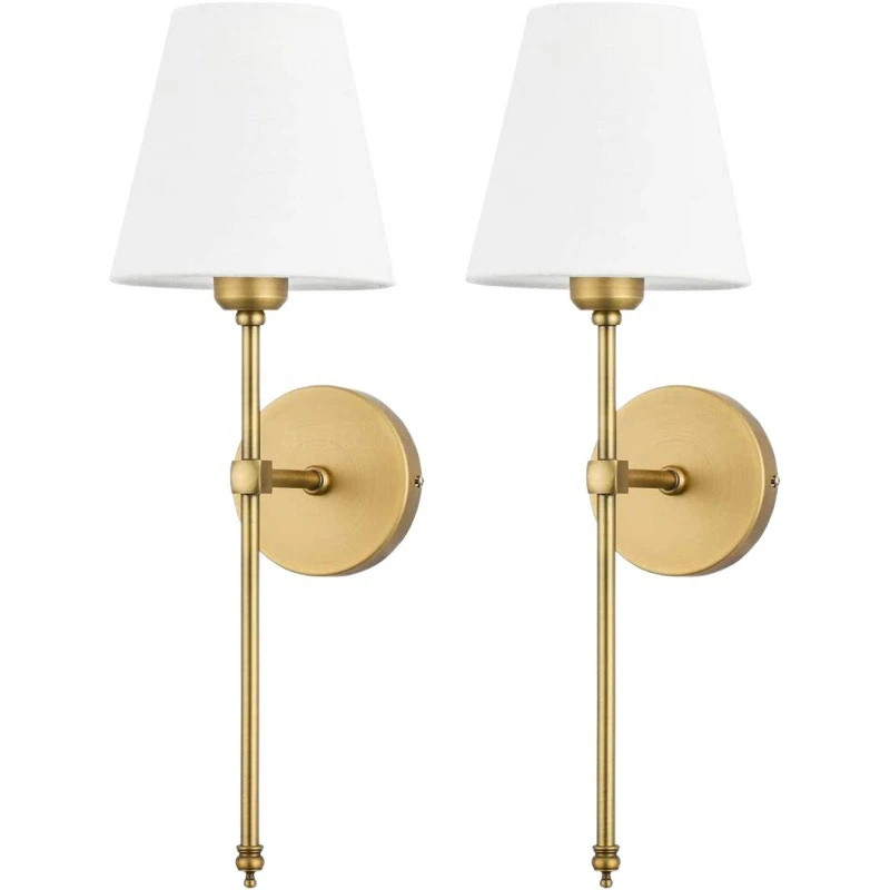 Lámpara de pared americana moderna para espejo de baño, decoración de dormitorio, pasillo, aplique con pantalla de tela, 100V-220V, cableado directo