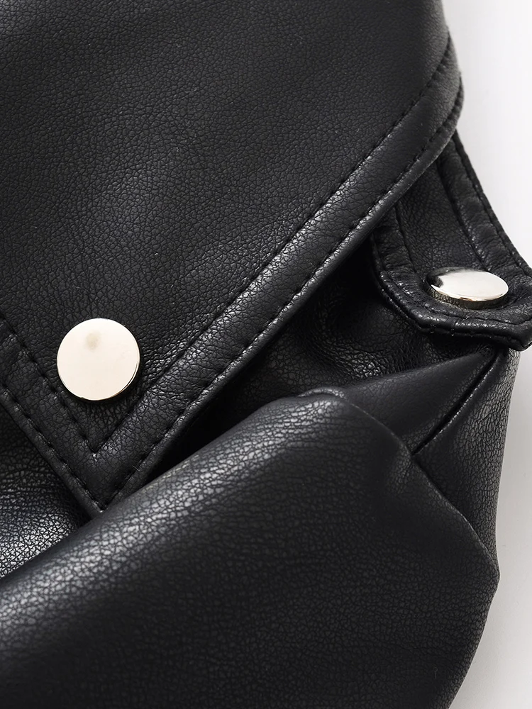 Ailegogo nueva primavera otoño Moto Biker chaqueta holgada de piel sintética negra ropa de calle mujer abrigo con cremallera prendas de vestir