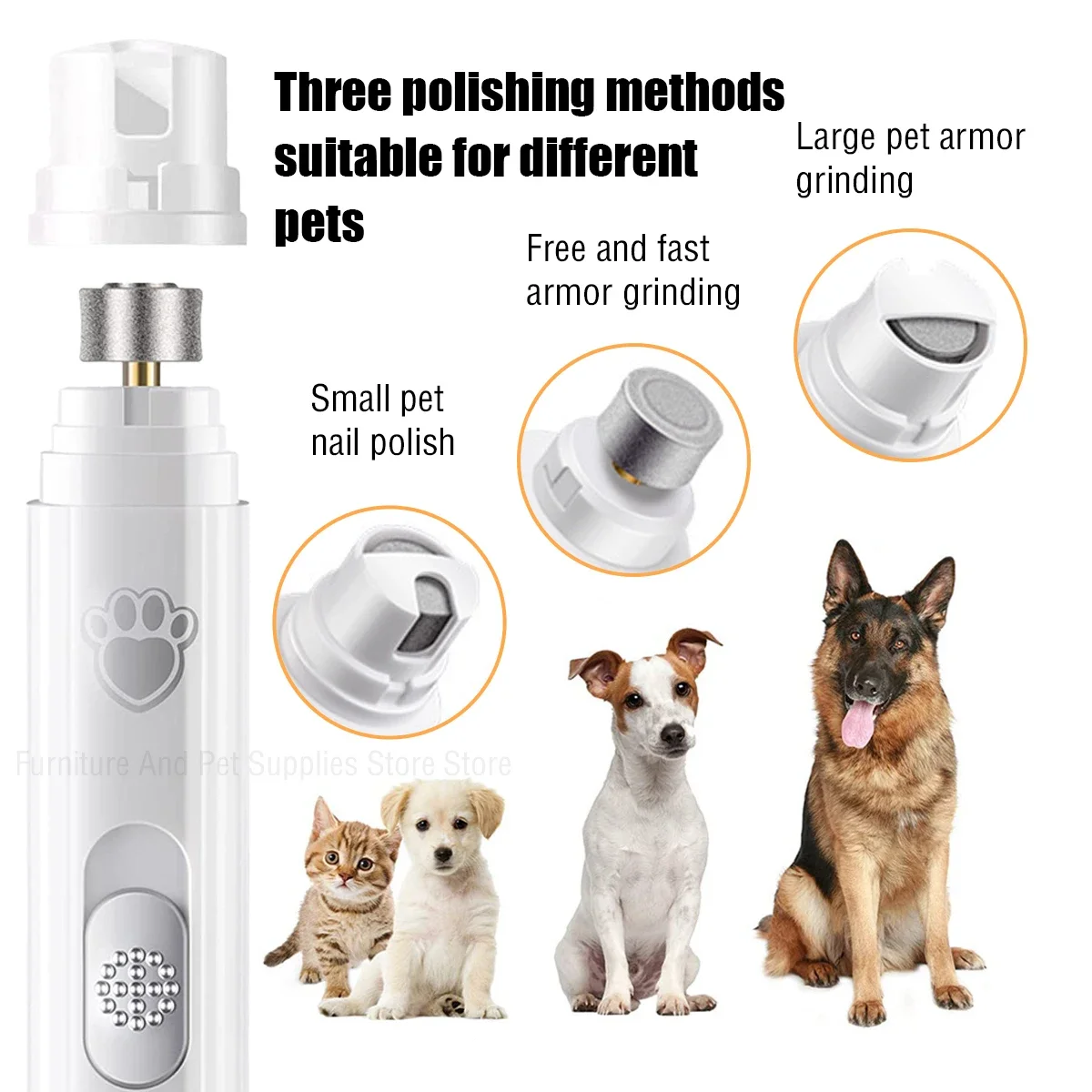 Molinillo de uñas eléctrico para perros, cortauñas para mascotas, recargable por USB, cortauñas indoloro con rueda pulidora para mascotas pequeñas/grandes