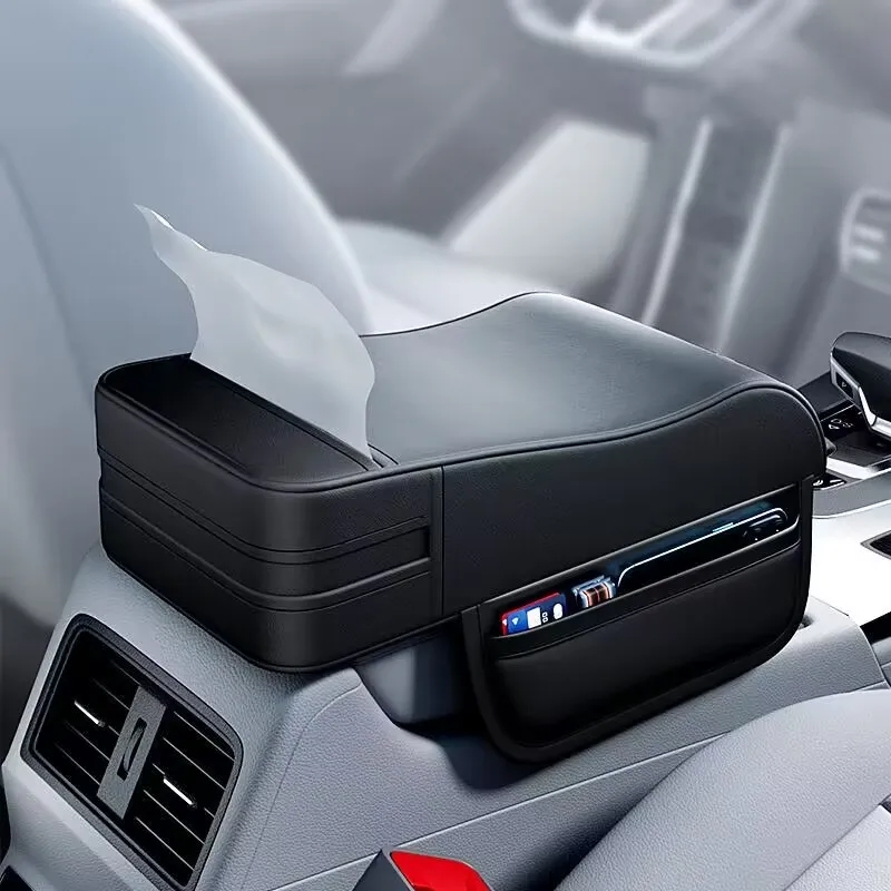 Caja de reposabrazos para coche, almohadilla de altura, soporte Universal para reposabrazos Central, cubierta de reposabrazos de cuero para coche con soporte para pañuelos, cubierta para reposabrazos