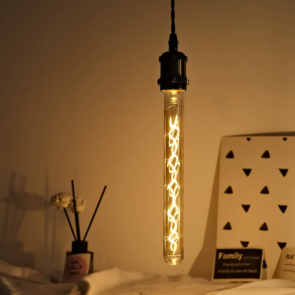 Bombilla Edison Vintage E27, filamento Led de tubo largo, 110V, 220V, Color ahumado ámbar claro, 4W, bombilla decorativa regulable