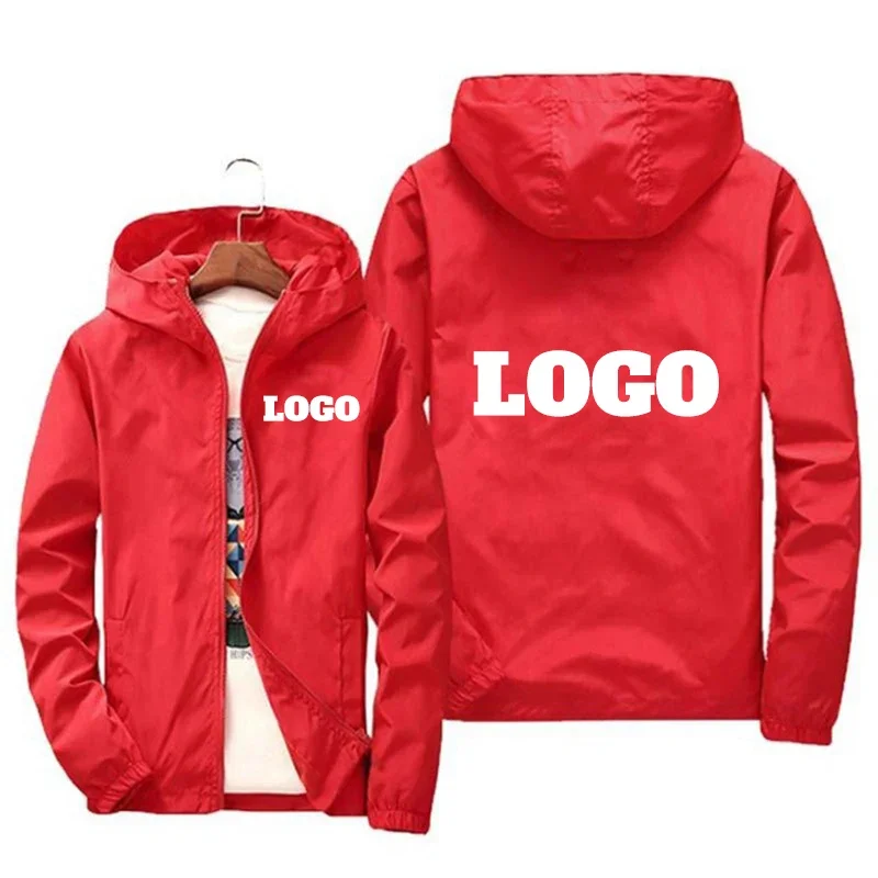 Chaqueta impermeable con logotipo de marca personalizado para hombre, cortavientos cálido, ropa informal, 6Xl talla grande, verde, negro, rojo, para exteriores, otoño