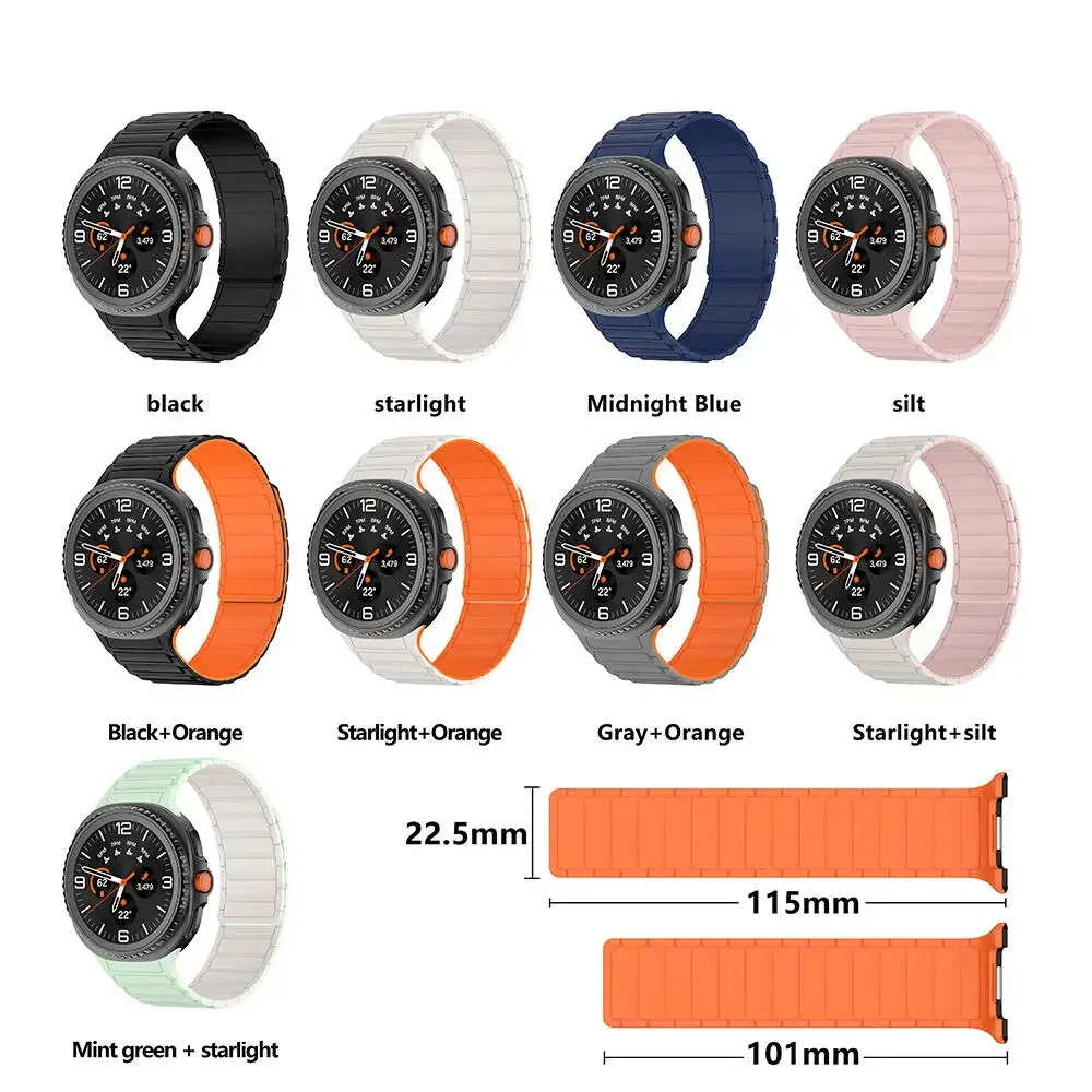 Correa Magnética Original de Silicona para Samsung Galaxy Watch 9 8 44mm 40mm, Correa Deportiva Suave para Galaxy Watch 8 Classic 46mm