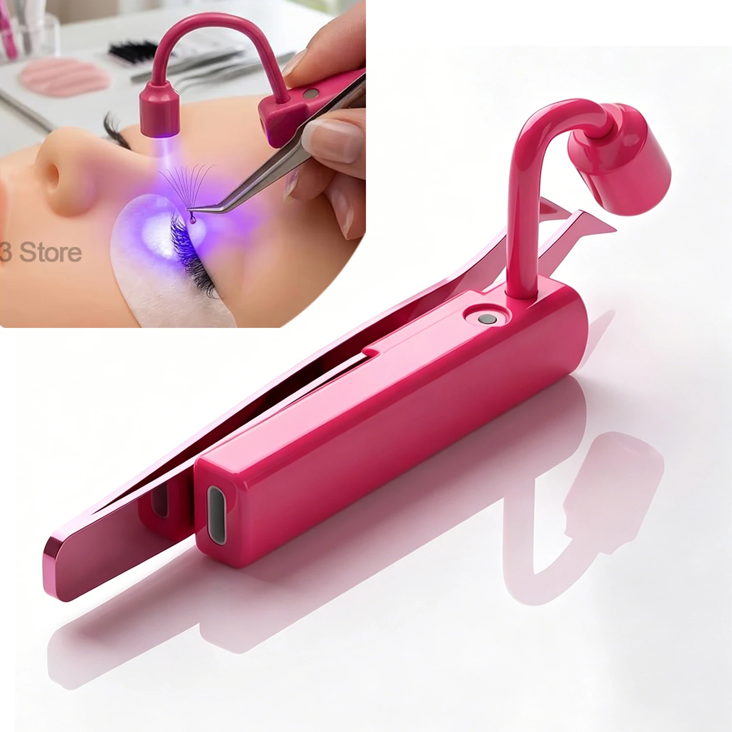 Mini Lámpara UV para Pestañas 180 °   Accesorio de Rotación para Pinzas, Lámpara LED de Curado Rápido 2s para Extensión de Pestañas, Luz UV LED para Pinzas de Pestañas