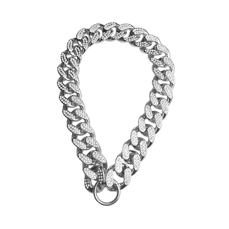 Collar de plástico con diamantes de imitación para perro, cadena dorada de lujo para adornos de Bulldog Francés, Collar para perros pequeños y grandes, accesorios para mascotas y gatos
