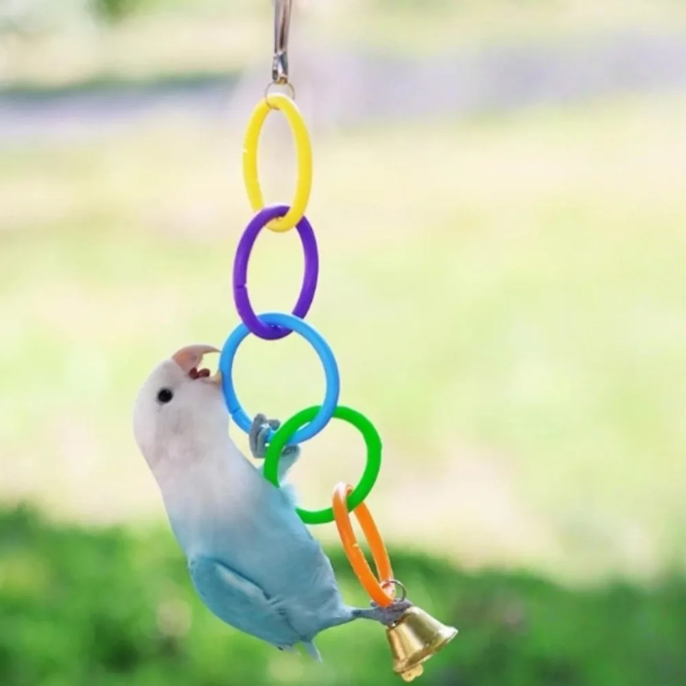 Juguete de Plástico Colorido con Anillo Colgante para Pájaros, para Jugar y Aliviar el Aburrimiento, Columpio Interactivo para Jaulas de Pájaros