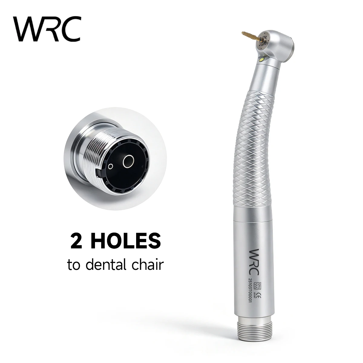 Turbina dental de alta velocidad LED con rodamientos cerámicos, 4 orificios, refrigeración por pulverización de agua, botón pulsador, para uso odontológico