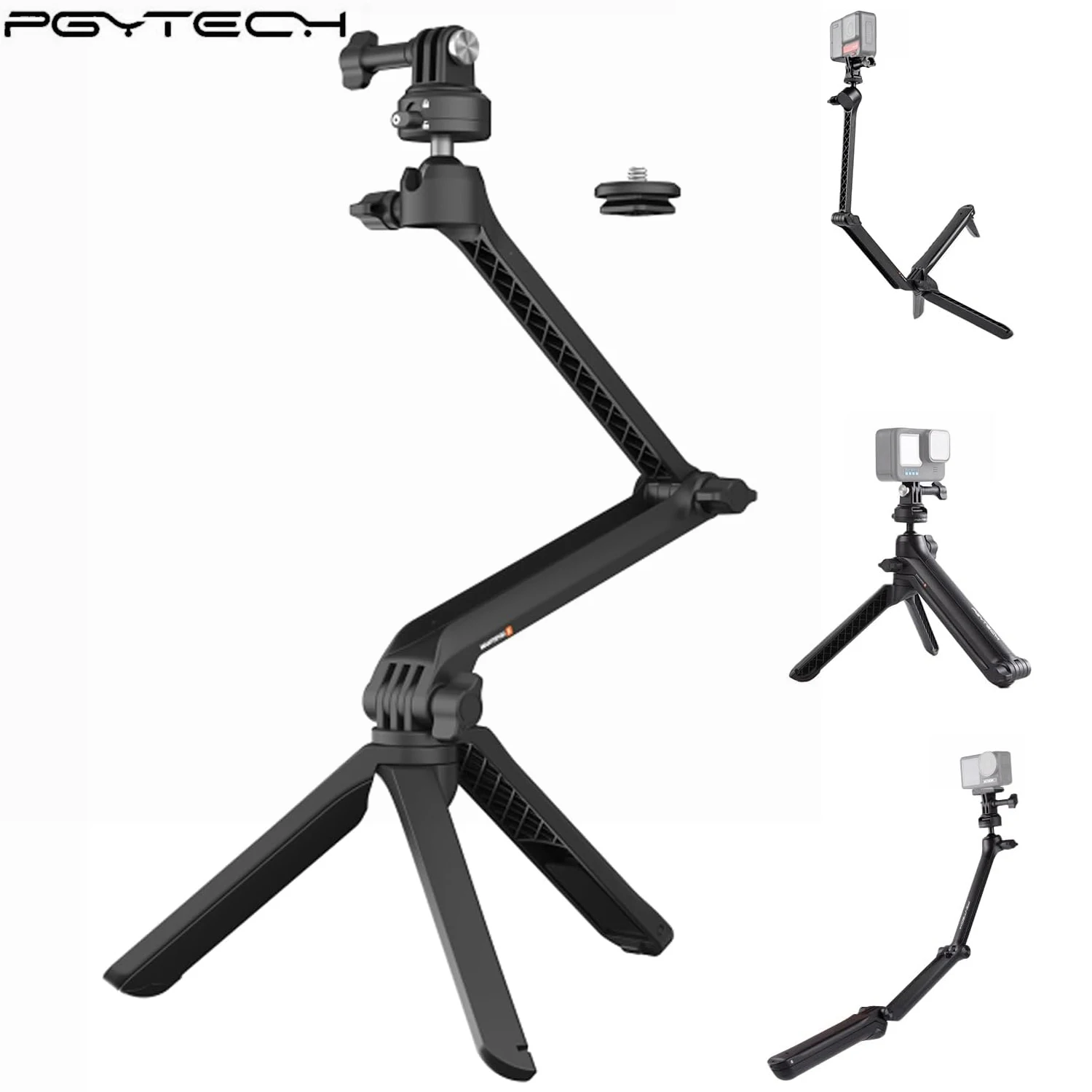 PGYTECH-trípode de 3 vías Caplock Mantispod Z, empuñadura de mano para GoPro Hero 12 11/ Insta360/ DJI Osmo Action 4/3 POCKET 3/teléfono inteligente