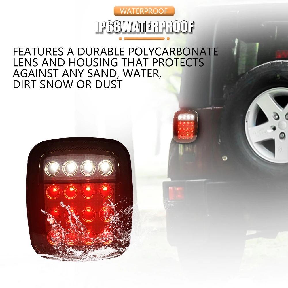 1 Par de Luces Traseras LED para Jeep Wrangler TJ CJ, Luces de Freno, Luces de Reversa, Luces de Circulación Diurna