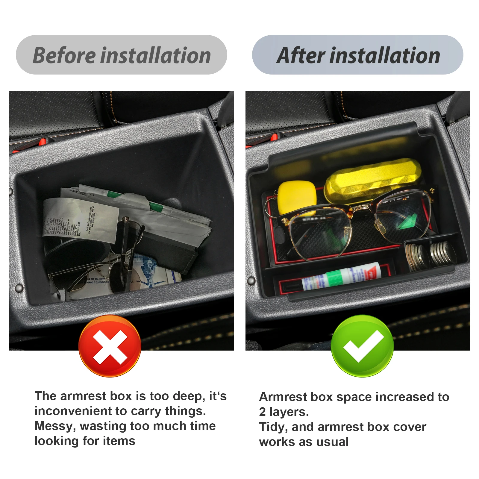RUIYA para Skoda Octavia Mk4 2020-2026 apoyabrazos del coche Caja de almacenamiento de control central contenedor Auto Interior Octavia Mk4 Accesorios 2023