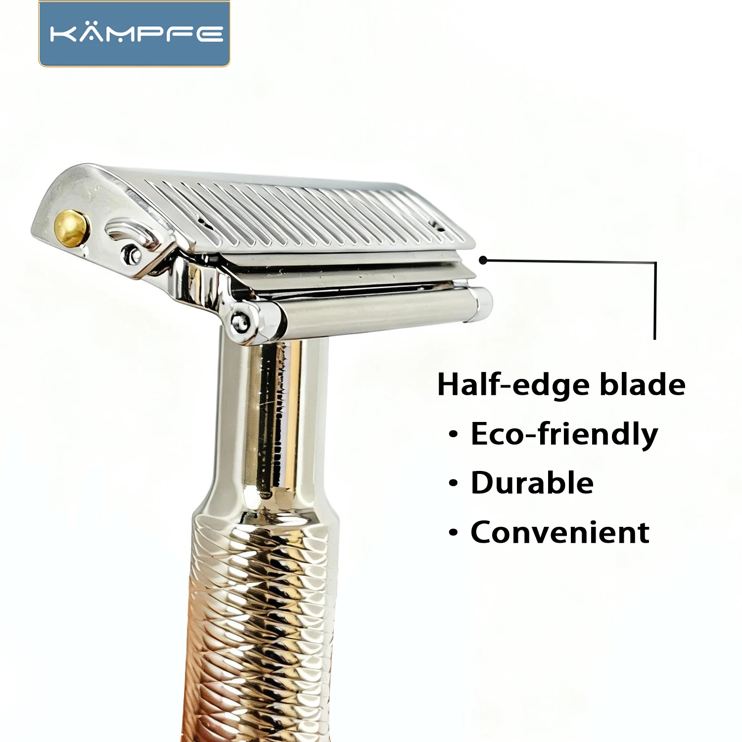 KAMPFE Maquinilla de Afeitar Manual de Acero Inoxidable, Estilo Clásico con Doble Media Hoja y Rodillo, con 5 Cuchillas, Regalo para Hombres