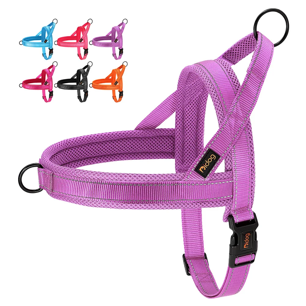 Arnés de nailon de malla para perros, arnés reflectante para mascotas, chaleco para perros sin tirones con mango de Control rápido para perros pequeños, medianos y grandes, Pitbull